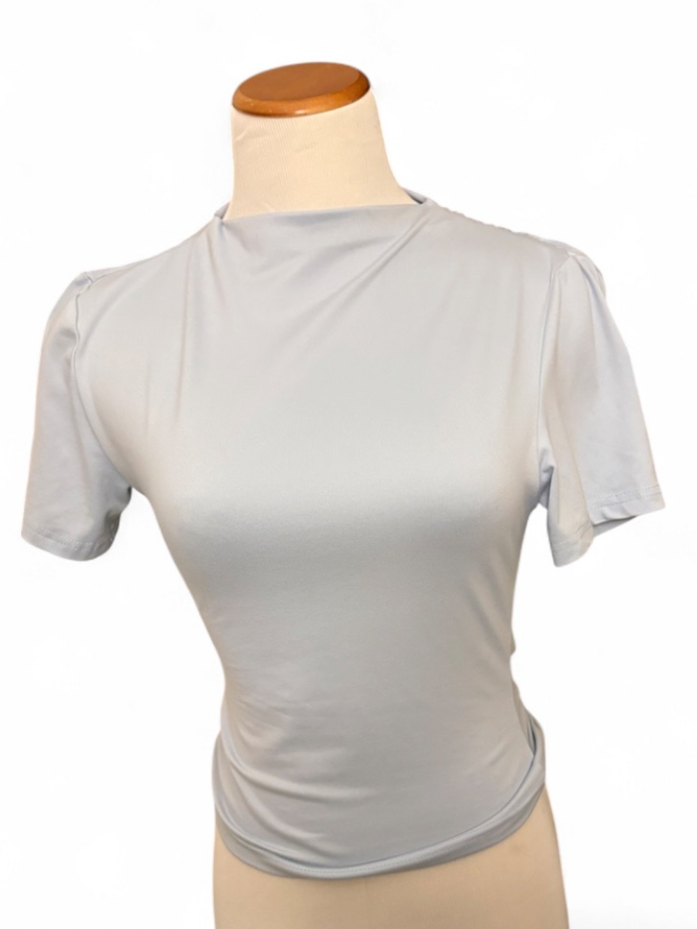 Boture Crewneck Short Sleeve Rouched Top in Light Blue